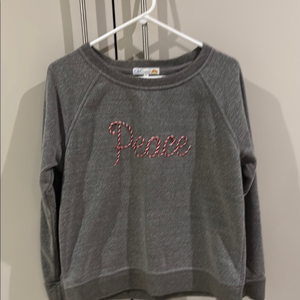 C&C California Gray Sweatshirt with Red Peace Design